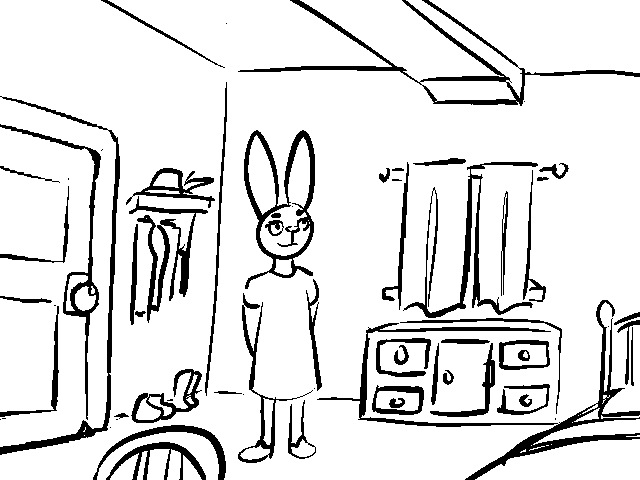 Bunny woman in a bedroom
