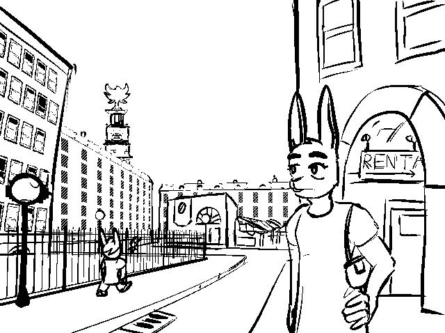 Adessa standing outside a building